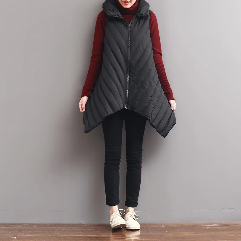 winter black warm down jacket vest X shape