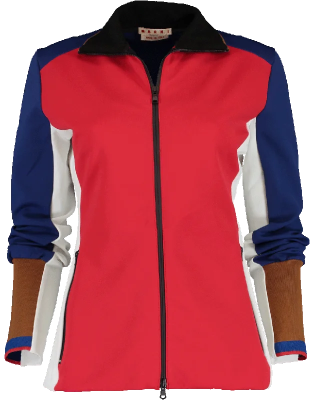 Color Block Double Zip Scuba Jacket