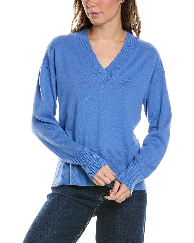 Alashan Cashmere Crossover V-Neck Cashmere-Blend SweaterLeather-Paneled Knit Tops