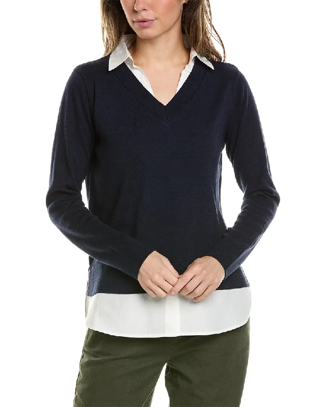 Alashan Cashmere Montage Shirttail Cashmere-Blend SweaterFestival Knit Tops