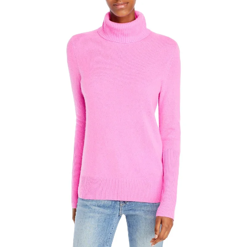 Aqua Womens Cashmere Ribbed Trim Turtleneck SweaterPocketed Knit Tops