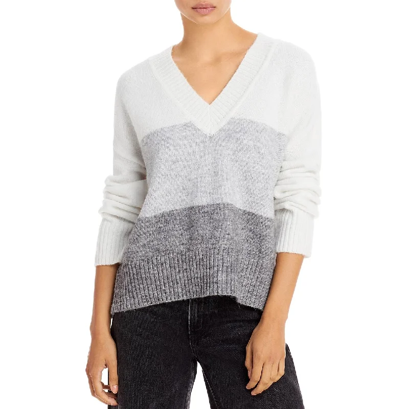 Aqua Womens Colorblock Knit Pullover SweaterLace Knit Tops