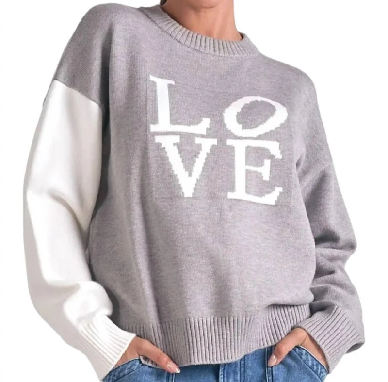 Bailey Love Sweater In Heather GreyStudded Knit Tops