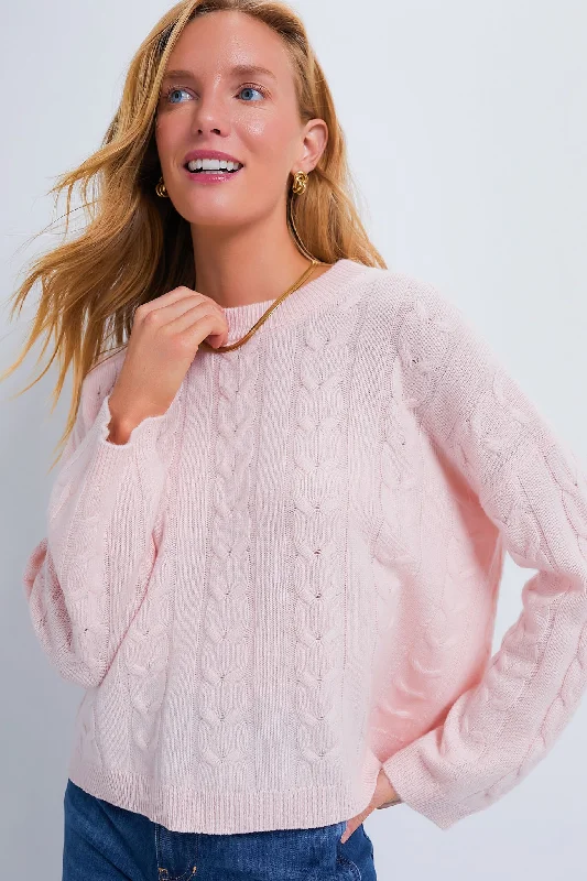 Ballet Slipper Cashmere Eloise Cable Knit Boyfriend CrewneckOversized Knit Tops