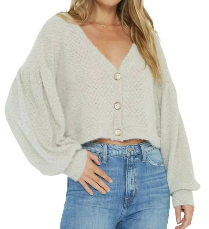 Carmen Button Cardigan In GreyBand Merch Knit Tops