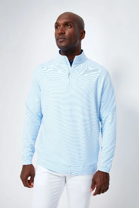 Cottage Blue Perth Sugar Stripe Performance Quarter-ZipZippered Knit Tops