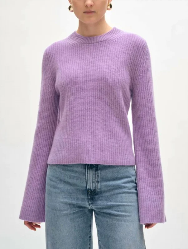 Fluted Sleeve Top In Purple HazeCamping Knit Tops