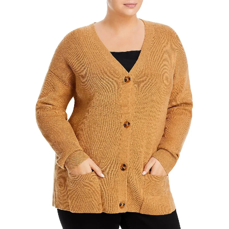 French Connection Womens Tomasa Ribbed V-Neck Cardigan SweaterCamping Knit Tops