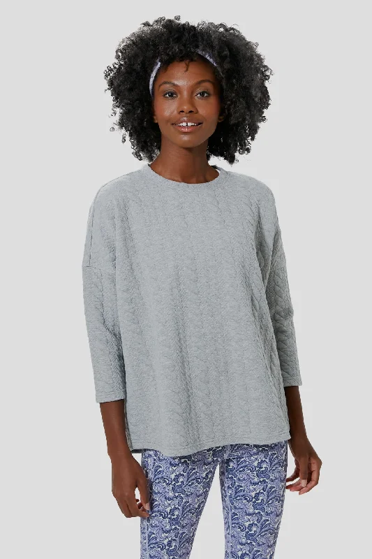 Gray Cable Ally Swing SweatshirtSheer Knit Tops