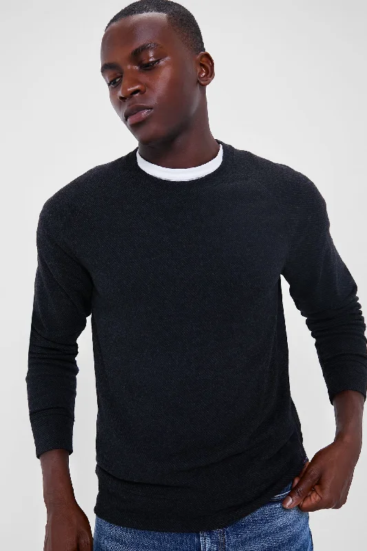 Heathered Black Twill Legend Sweater CrewYoga Knit Tops