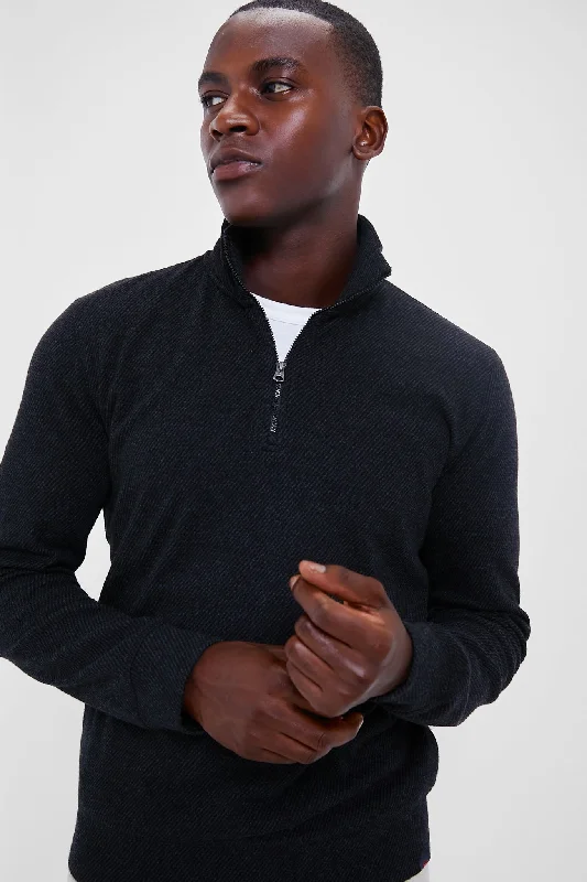 Heathered Black Twill Legend Sweater Quarter ZipHunting Knit Tops