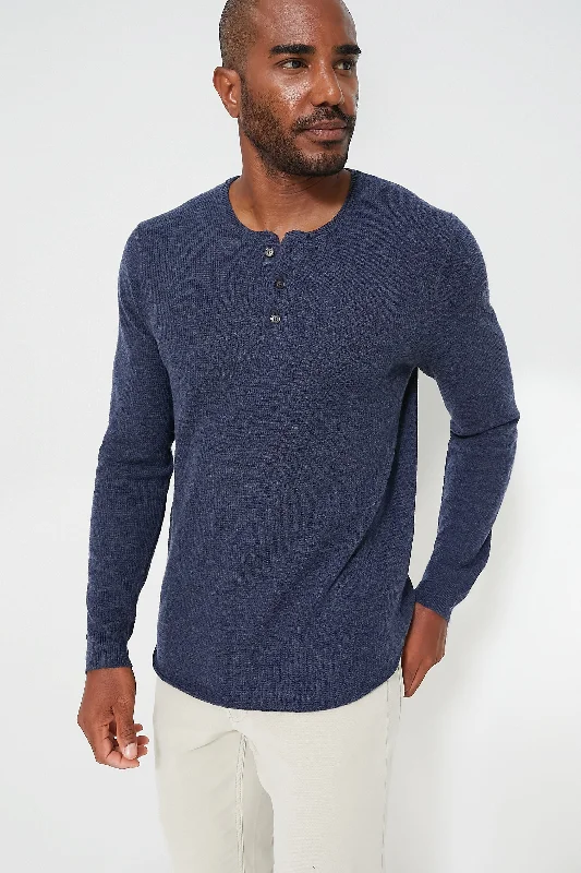 Indigo Midweight Sweater HenleyLayered Knit Tops