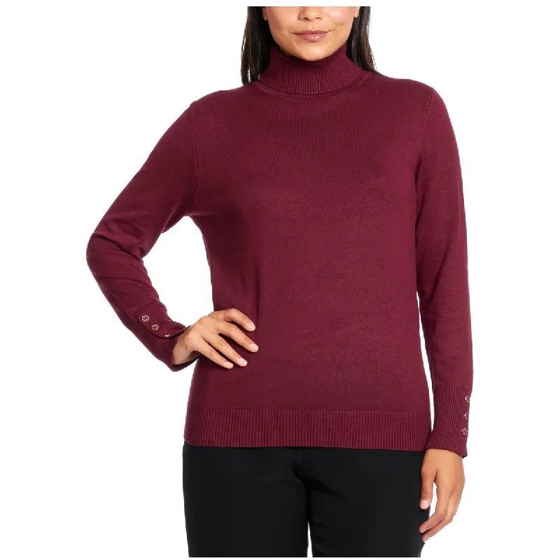 Joseph A. Womens Ribbed Pullover Turtleneck SweaterTasseled Knit Tops