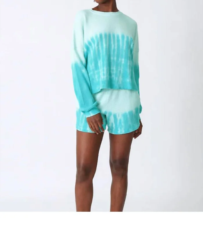 Jude Sweater In Tie Dye BlueThermal Knit Tops