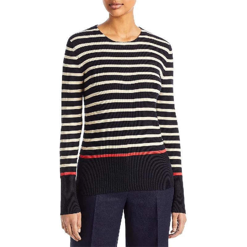 Lafayette 148 New York Womens Crewneck Striped Pullover SweaterPolyester Knit Tops