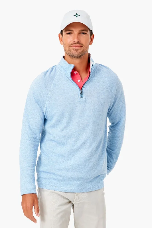 Light Blue Heather Cloud Quarter ZipSpring Knit Tops