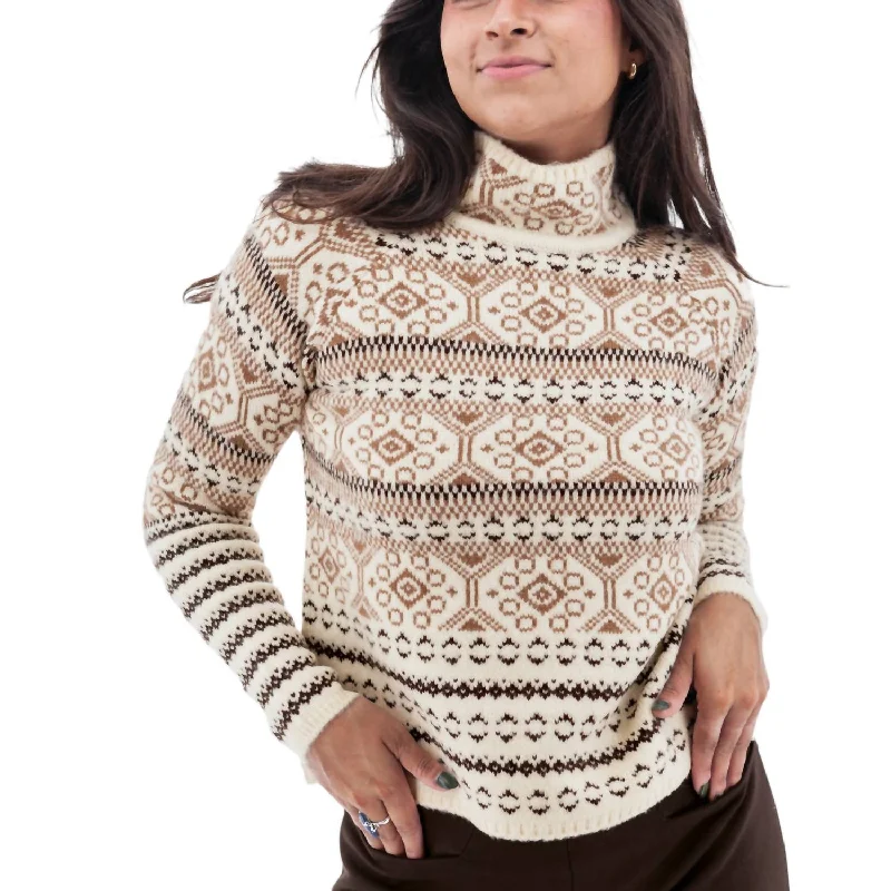 Melrose Sweater In EgretTurtleneck Knit Tops