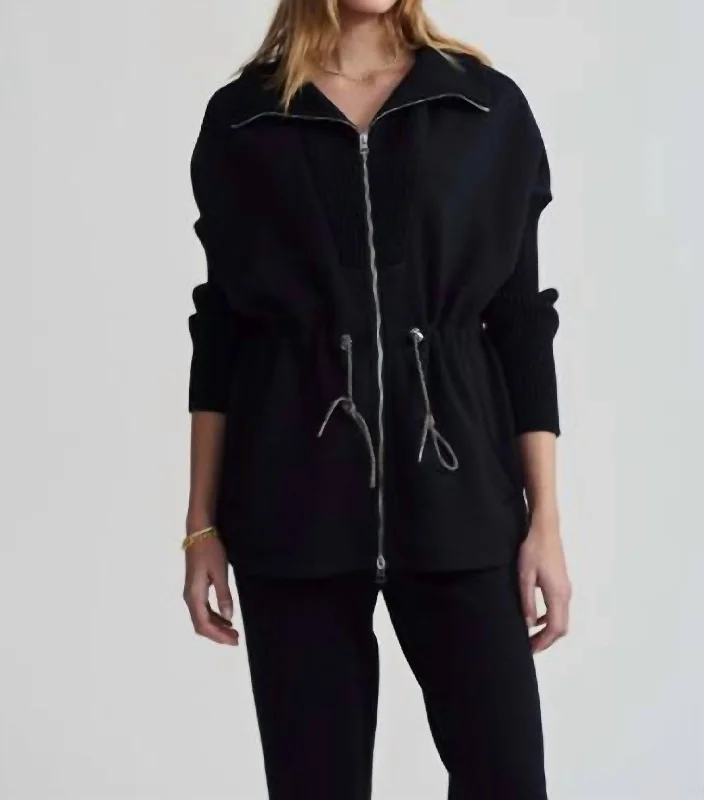 Palen Longline Zip-Through Sweat In BlackSequined Knit Tops