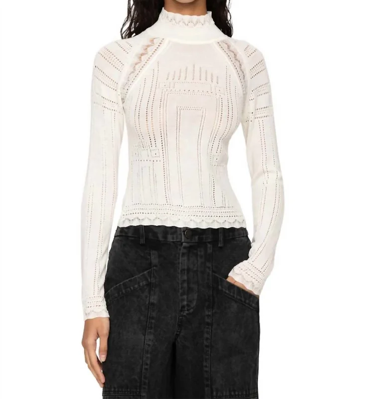 Paxton Knit Turtleneck Top In CreamAcrylic Knit Tops