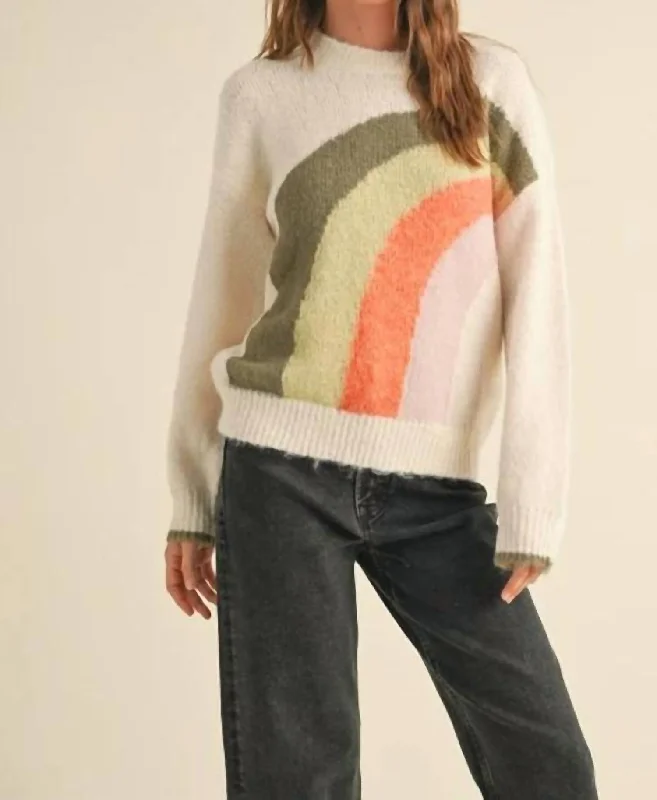 Rainbow Sweater In IvoryWool Knit Tops