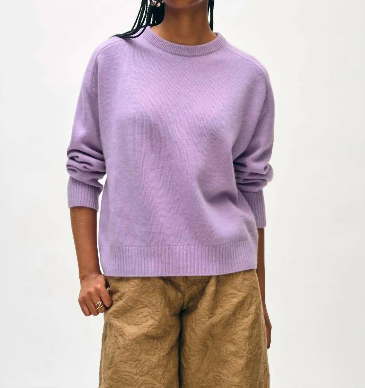 Saddle Sleeve Crewneck Sweater In Purple HazeUrban Knit Tops