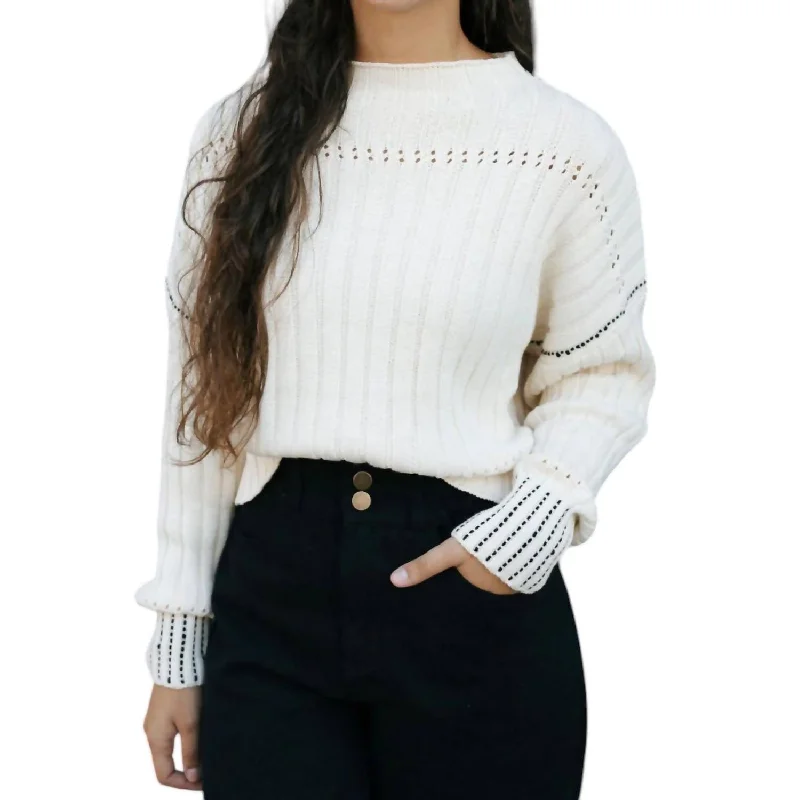 Stitched Sweater In CreamLounge Knit Tops