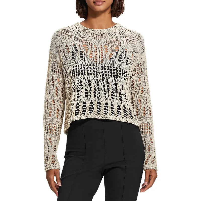 Theory Womens Open Stitch Knit Pullover SweaterCashmere Knit Tops