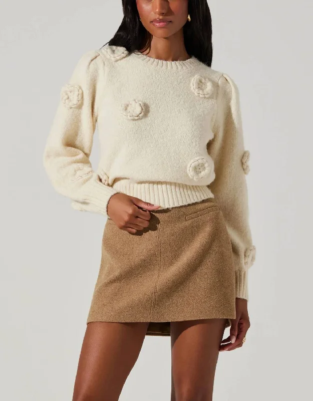 Wilessa Sweater In CreamPainted Knit Tops