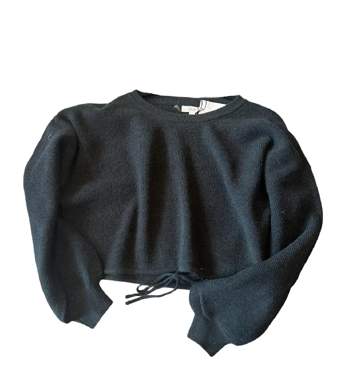 Women's Drawstring Sweater In BlackAthletic Knit Tops