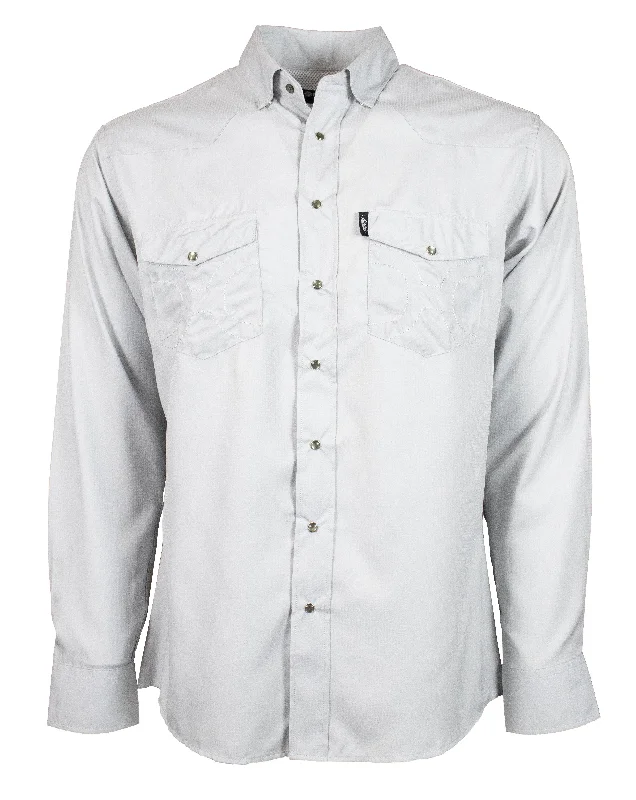 "Sol" Grey Long Sleeve Pearl Snap Shirt