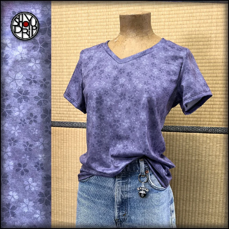 Violet Sakura Storm Womens V-Neck T-Shirt