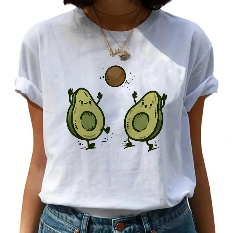 Women T-shirts Fashion Avocado Harajuku Kawaii Cartoon T-Shirt Women Small Female T-shirt 90s Graphic Tops Tshirt Vintage Tshirt