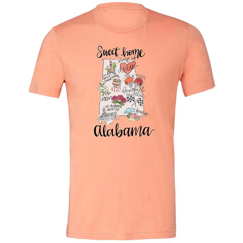 Sweet Home Alabama Map Short Sleeve T-Shirt