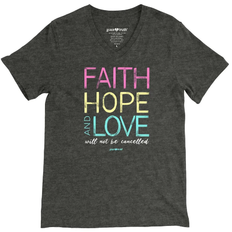 grace & truth Womens V-Neck T-Shirt Faith Love And Hope