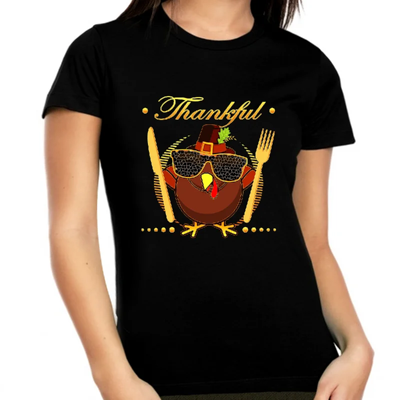 Thankful Shirt for Women for Women Plus Size 1X 2X 3X 4X 5X Funny Turkey Thanksgiving Shirts for Women