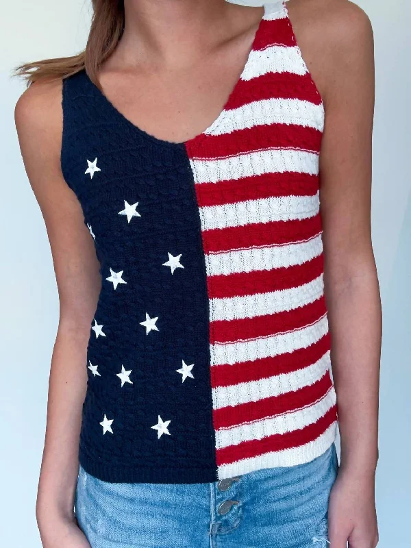 American Flag Sweater Tank In Multi