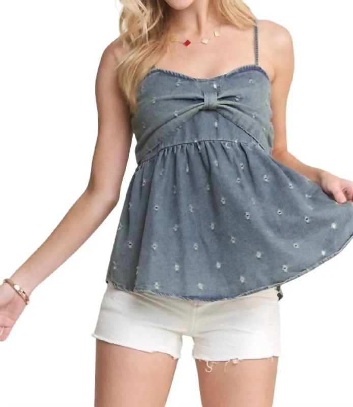 Bow Tank Top In Denim