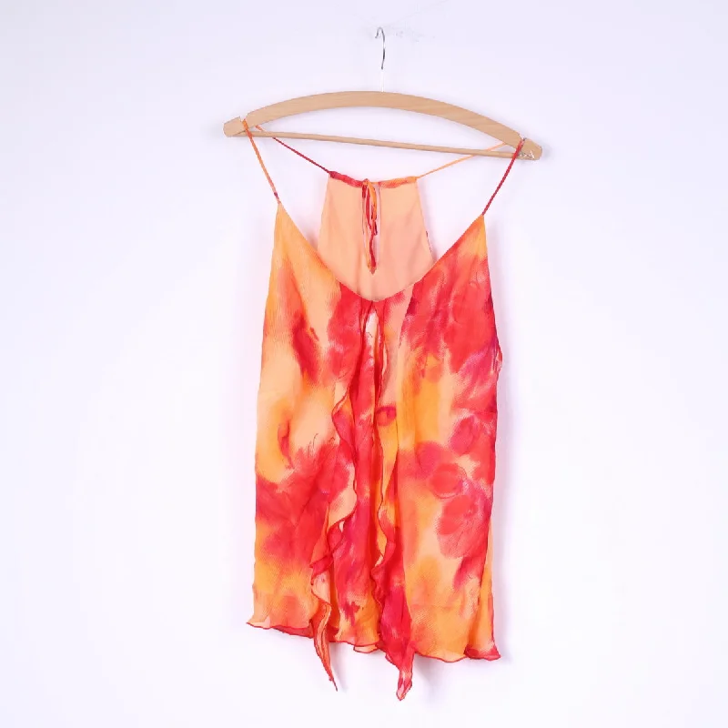 Michaela Louisa London Womens 16 L Tank Top Orange Viscose Romantic Summer Shirt