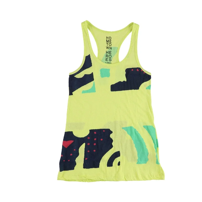 Hometown Heroes Womens Organic Shapes Racerback Tank Top, Yellow, X-Small