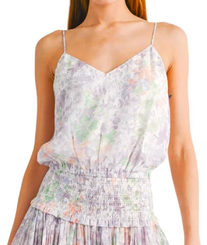 Printed Tank Top In Lilac Multi