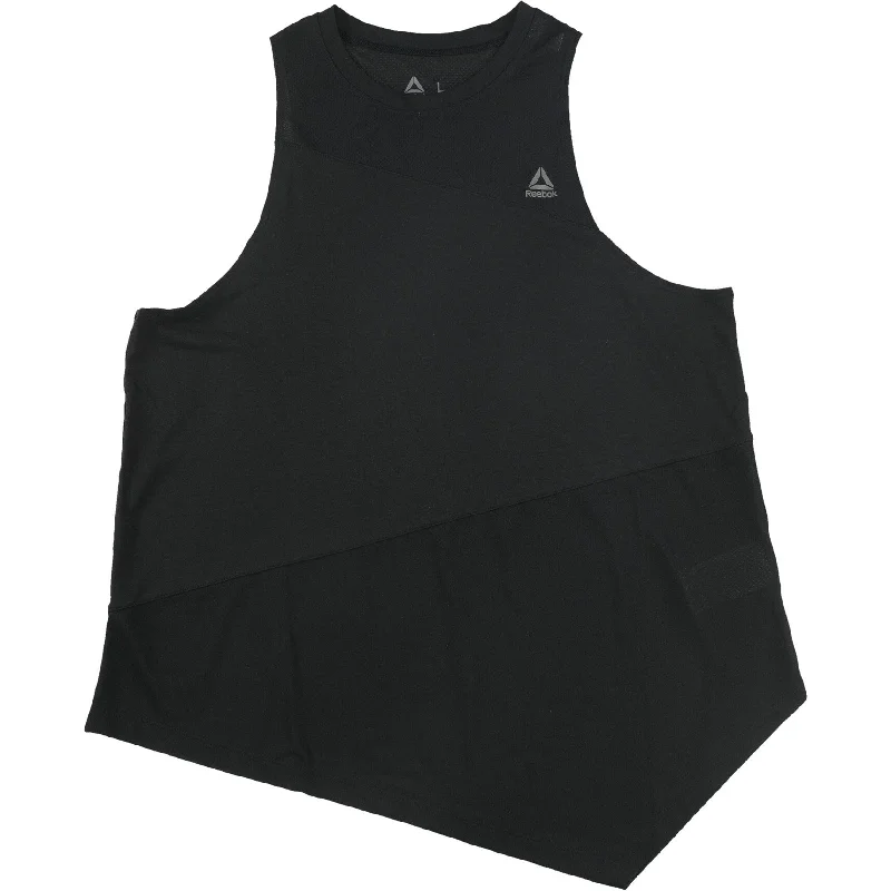 Reebok Womens Asymmetrical Tank Top, Black, Large