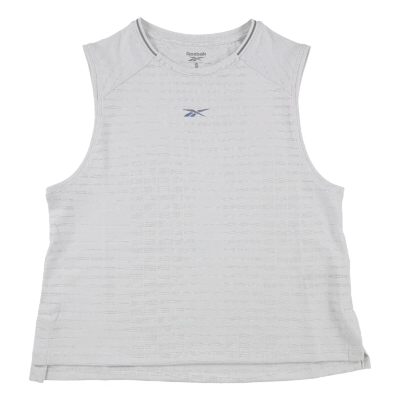 Reebok Womens Run Jacquard Tank Top, White, Small