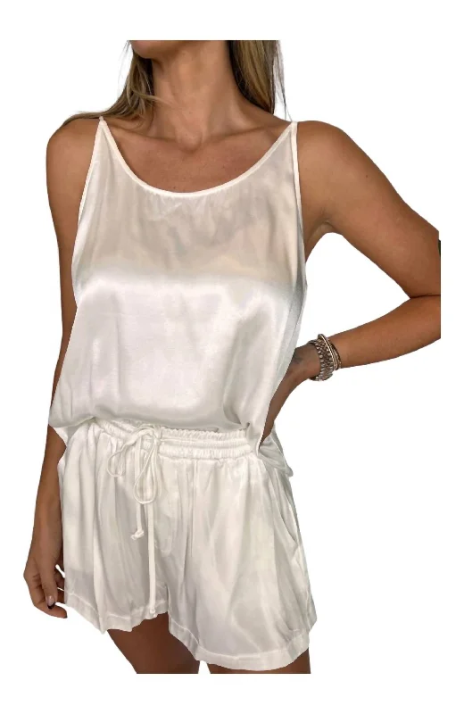 Satin Tank Top In Cream