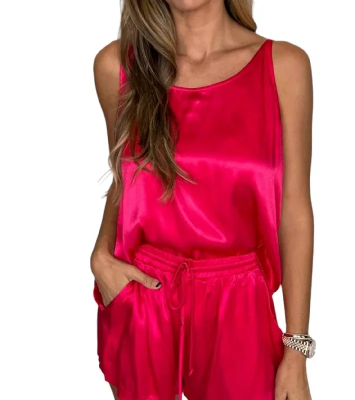 Satin Tank Top In Pink