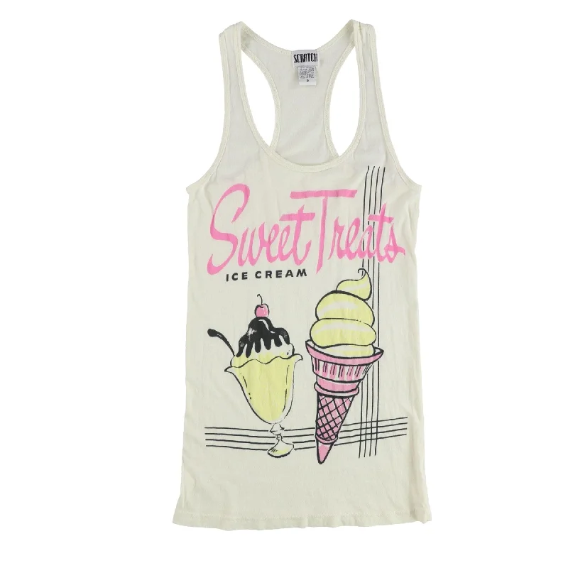 Scratch Womens Sweet Treats Racerback Tank Top, Off-White, Small