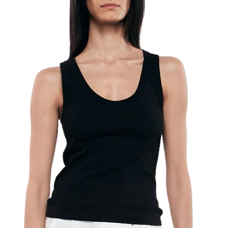 Supima Rib Scoop Tank Top In Black