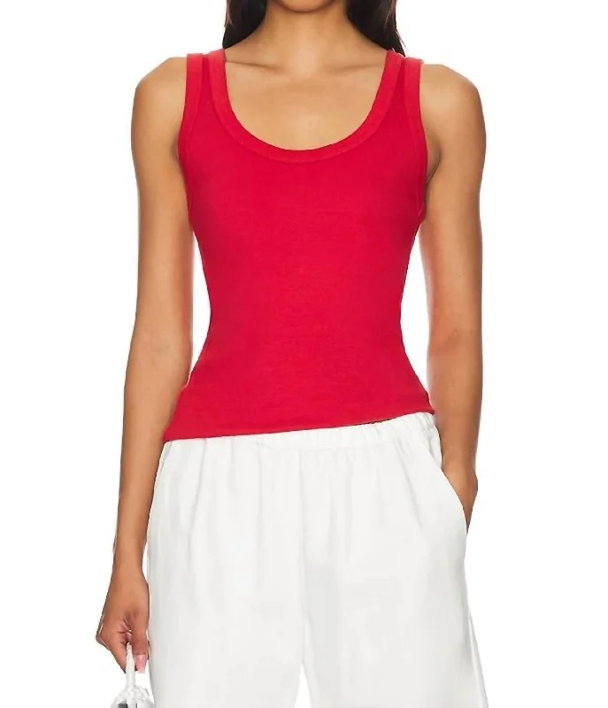 Supima Rib Scoop Tank Top In Poppy