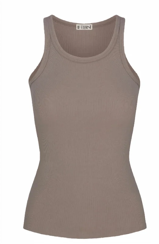 Women's High Neck Fitted Tank In Clay