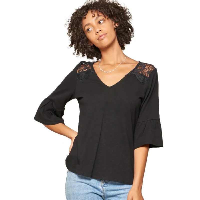 A Knit Top With Deep V Neckline And Yoke Design