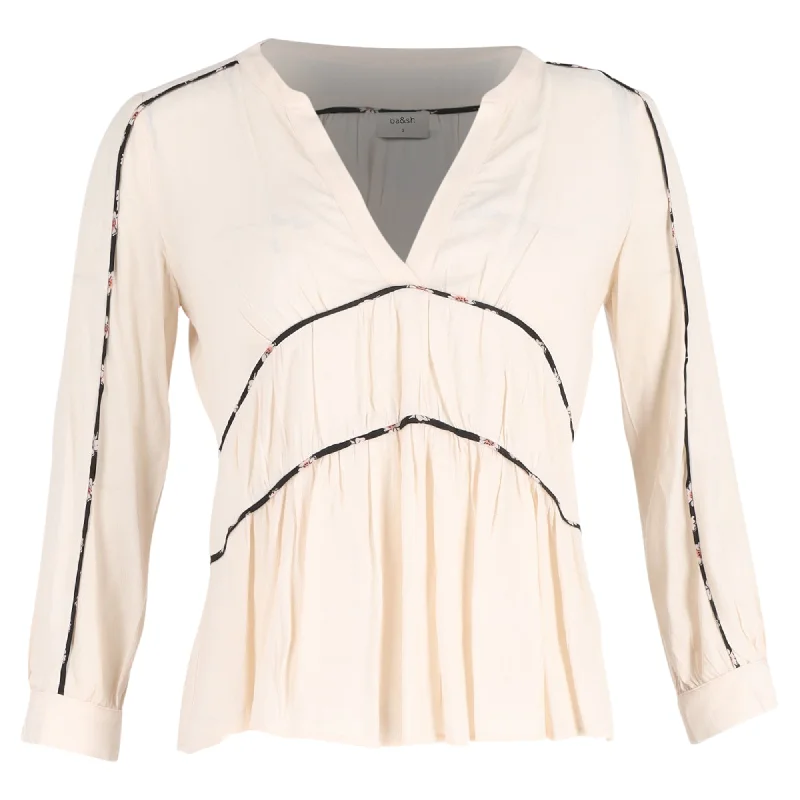 Ba&Sh V-Neck Top in Cream Viscose